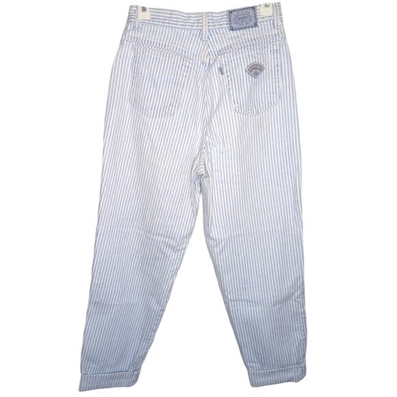 Levi's Native Blue Rare Vintage 80's Railroad Stripe Tapered Leg Jeans, Size 10 - Picture 4 of 5